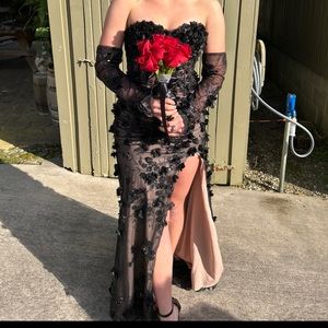 Black corset prom dress